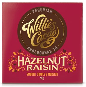 Willie's Hazelnut & Raisin dark chocolate bar