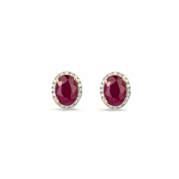 Forever Classic Ruby & Diamonds Oval Stud Earrings