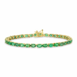 Forever Classic Sakota Emerald Gold Tennis Bracelet