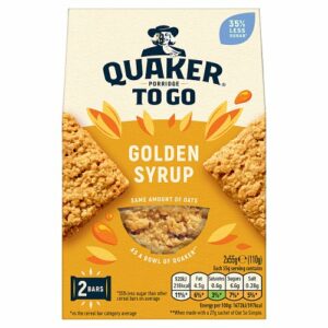 Quaker Porridge To Go Golden Syrup Breakfast Bars 2 Pack