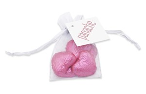 Branded Organza Gift Bag of Chocolate Hearts