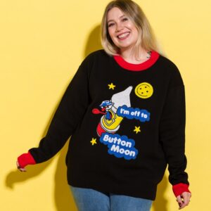Button Moon Toweling Applique Knitted Jumper
