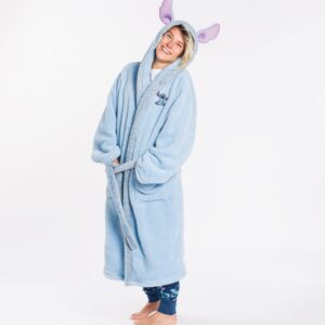 Disney Lilo & Stitch Blue Stitch Hooded Bath Robe with 3D Ears