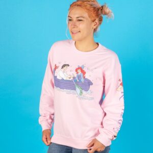 Disney The Little Mermaid Kiss The Girl Pink Sweater With Sleeve Print