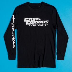 Fast And Furious Logo Black Long Sleeve T-Shirt with Sleeve Print
