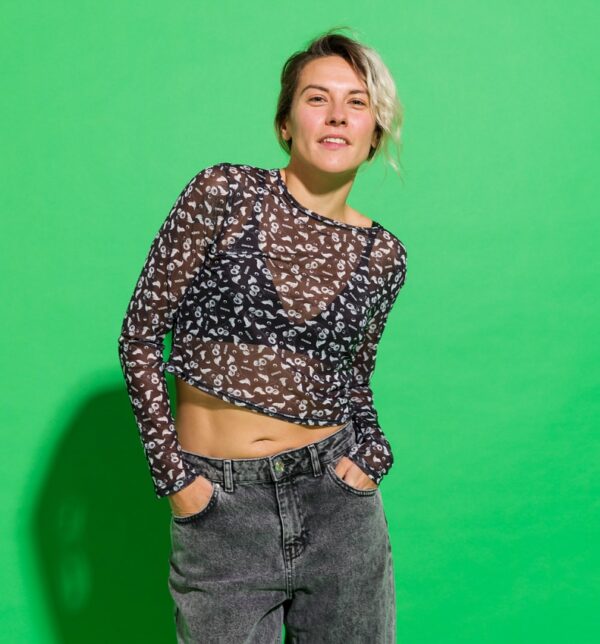 Gremlins Gizmo All Over Print Mesh Cropped Top