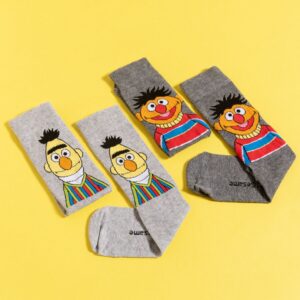 Men's 2pk Bert And Ernie Grey Sesame Street Socks