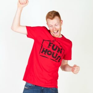 Men's Red Team Fun House Logo T-Shirt