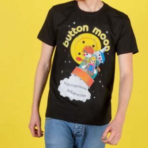Men's Retro Button Moon Black T-Shirt