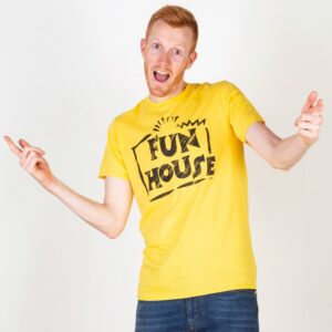 Men's Yellow Team Fun House Logo T-Shirt