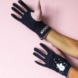 Moomin Stars Navy and Pink Gloves