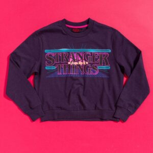 Stranger Things Retro Navy Cropped Sweater