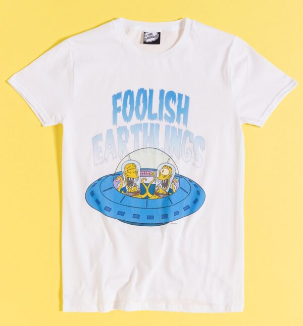 The Simpsons Foolish Earthlings Aliens White T-Shirt
