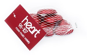 Branded net of chocolate hearts