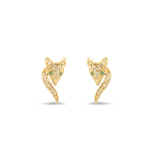 Vulpes Zambian Emerald & Topaz Fox Stud Earrings