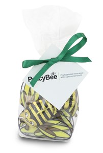 Branded gift bag of chocolate bees