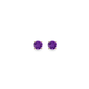 Forever Classic Amethyst Solitaire Gold Stud Earrings