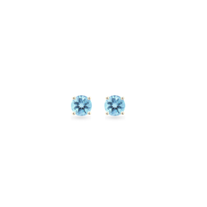 Forever Classic Blue Topaz Solitaire Gold Stud Earrings