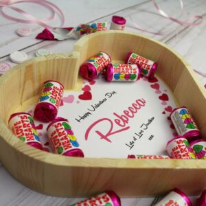 Personalised Heart Tray Filled with Love Heart Sweets