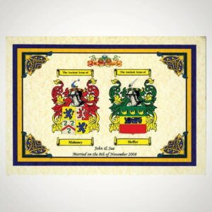 Double Coat of Arms Surname History Print (Unframed)