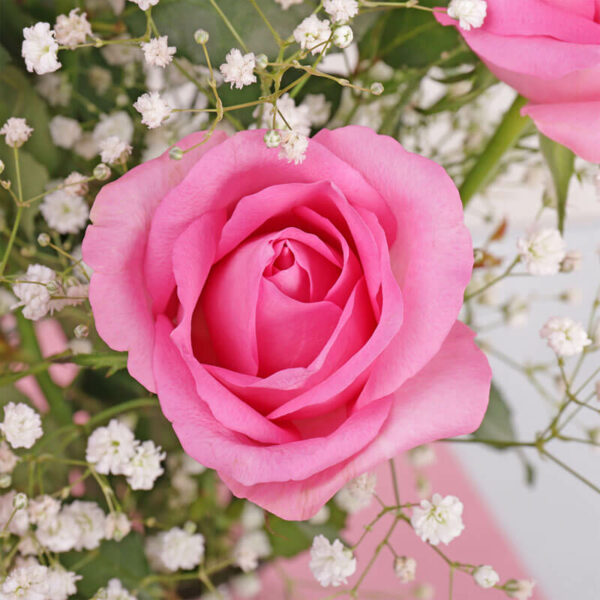 Pink Rose & Gypsophila Bouquet