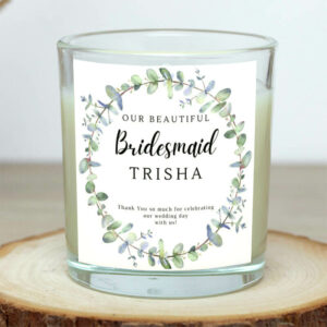 Personalised Bridesmaid Eucalyptus Glass Jar Candle