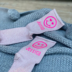 Personalised Heart Eyes Neon Smiley Face Socks