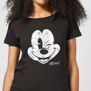 Disney Mickey Mouse Worn Face Women's T-Shirt - Black - S
