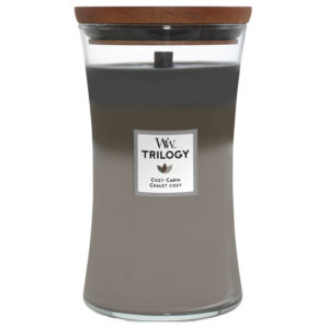 WoodWick Trilogy Candles Cozy Cabin Large Hourglass Candle 609.5g / 21.5 oz.
