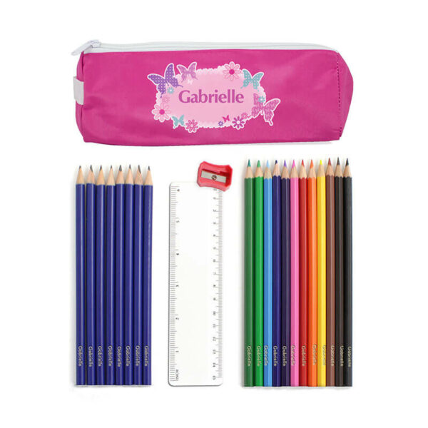 Personalised Butterfly Pencil Case Set