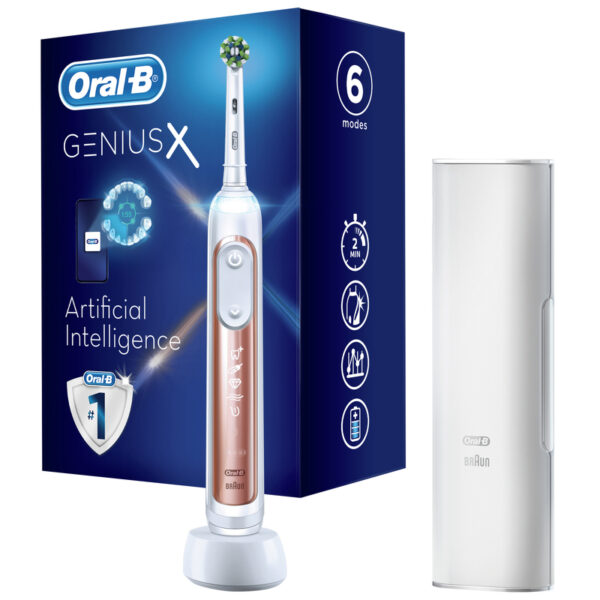 Oral-B Genius X Rose Gold Electric Toothbrush +Travel Case