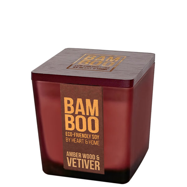 BAMBOO Small Jar Candle Amber Wood & Vetiver Candle 90g