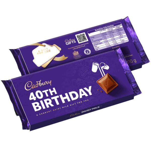Cadbury 40th Birthday Dairy Milk Chocolate Bar with Sleeve 110g