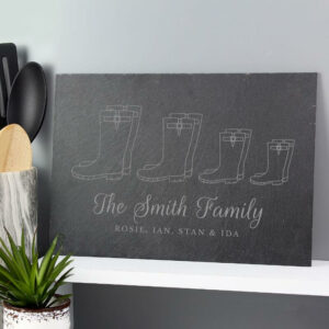 Personalised Our Family Wellies Slate Sign - Family Of 4