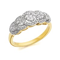 9ct Gold Diamond Cluster Band Ring - 1/2ct - D6109-J