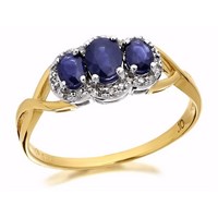 9ct Gold Sapphire And Diamond Cluster Ring - 10pts - D6415-J
