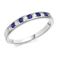 9ct White Gold Sapphire And Diamond Half Eternity Ring - 14pts - D6664-J