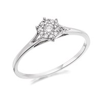 9ct White Gold Diamond Cluster Ring - 13pts - EXCLUSIVE - D6857-P