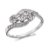 9ct White Gold Diamond Trilogy Crossover Cluster Ring - 1/2ct - D7168-S