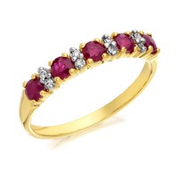 9ct Gold Ruby And Diamond Half Eternity Ring - D8262-J