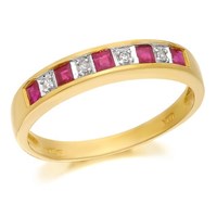 9ct Gold Diamond And Ruby Half Eternity Ring - D8843-Q