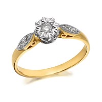 9ct Gold Diamond Ring - 10pts - D9164-O