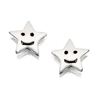 Silver Smiley Star Stud Earrings - 5mm - F0131