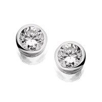 Silver Round Cubic Zirconia Earrings - 5mm - F0490