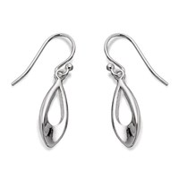 Silver Teardrop Hook Wire Earrings - 30mm drop - F0511