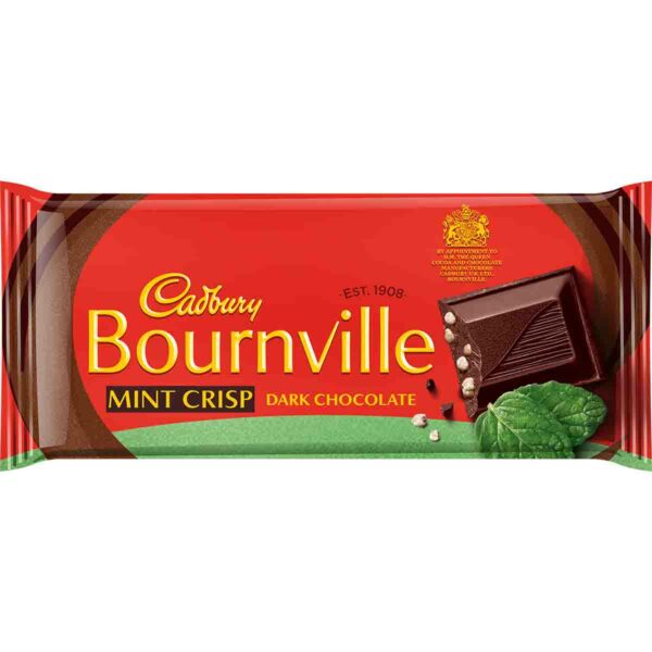 Cadbury Bournville Mint Crisp Dark Chocolate Bar 100g