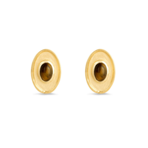 CEO's Deco Oval Tiger's Eye Stud Earrings