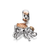 Clogau Silver And 9ct Rose Gold Indian Elephant Drop Bead Charm - G4441