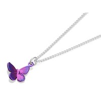 Ti2 Titanium Pink Butterfly Pendant And Silver Chain - J1902