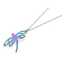 Ti2 Titanium Rainbow Dragonfly Pendant And Silver Chain - J1904